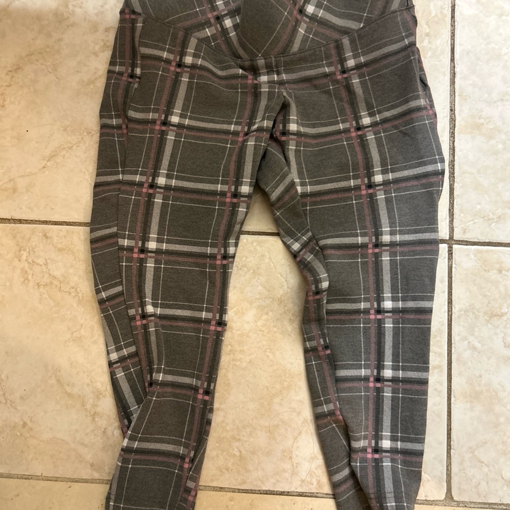 Torrid pixie pants sz oo sz 10 plaid gray pink - Picture 2 of 4
